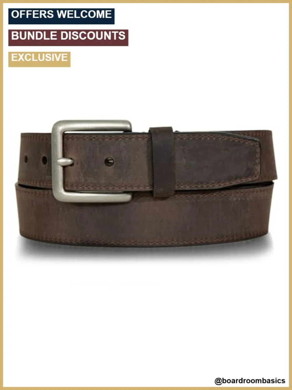 Full Grain Leather Belt Heavy Duty Durable Work Casual Classic Metal Buckle